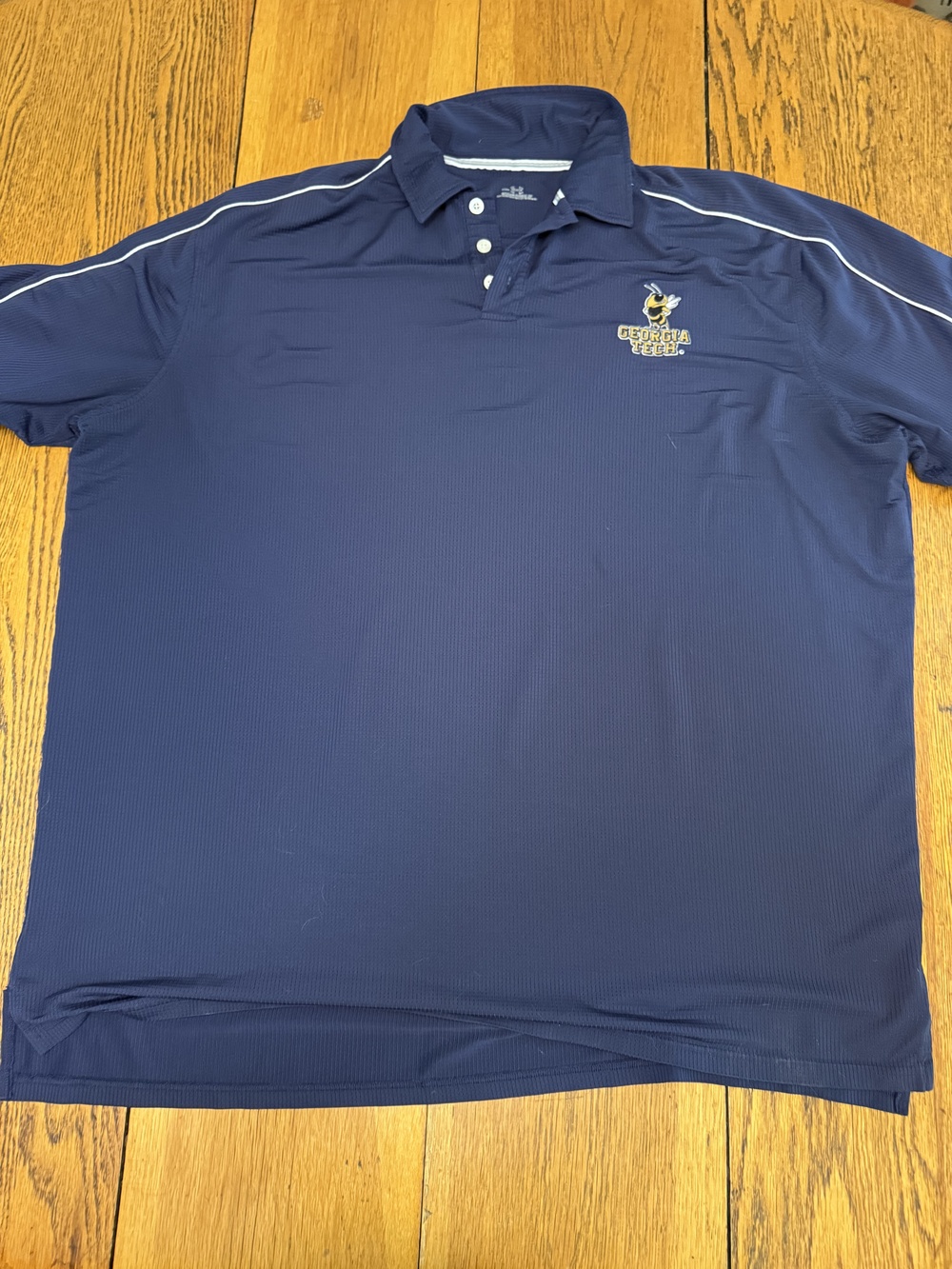 Georgia Tech Shirt Mens XL Blue NCAA Football Polo Under Armour Performance